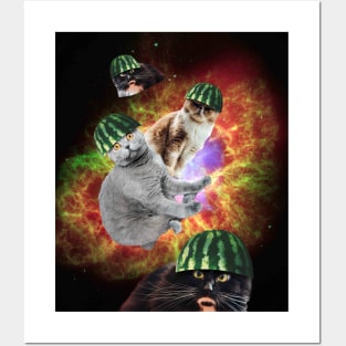 Watermelon Cat Space Galaxy Cats Posters and Art